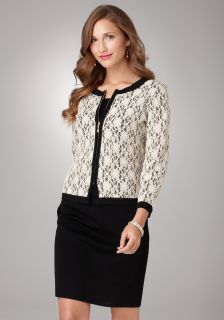 Exclusively MISOOK Black and Ivory Lace Jacket Petite