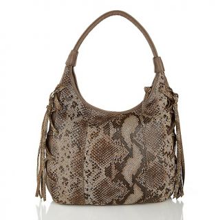 Chi by Falchi Etched Leather Python Print Lace Up Hobo at