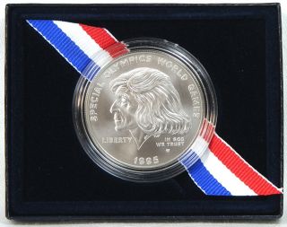 1995 UNC Special Olympics Commem Silver Dollar w Box