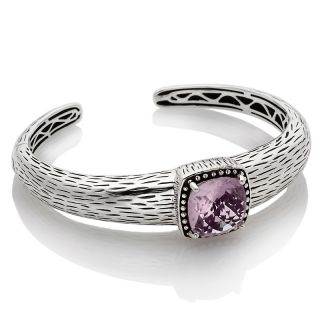 5ct Pink Amethyst Sterling Silver Royal Bamboo Texture Cuff Bracelet