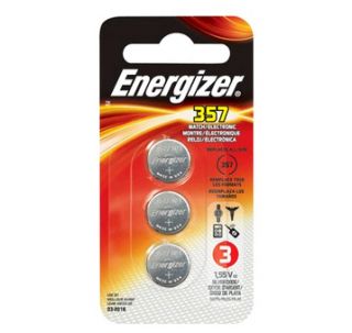  NEW) 3 pc Energizer 357 watch battery, USA p+h, Fits AG13, SR44, LR44