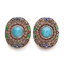 Statements by Amy Kahn Russell Decorative Glass Button Bronze Earrings