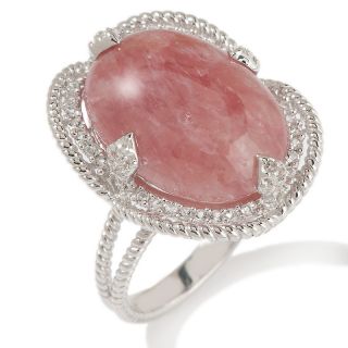 Opulent Opaques Strawberry Quartz and White Topaz Frame Ring