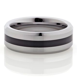 Tungsten Black and White High Polished 8mm Wedding Band