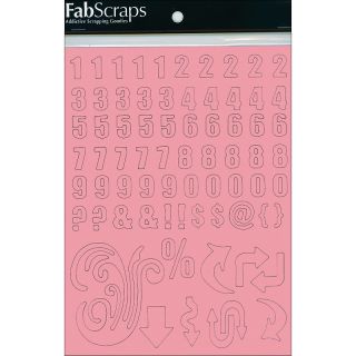 Fabscraps Self Adhesive Laminated Chipboard Numbers and Symbols   Pink