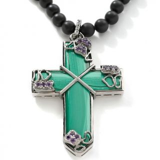 Yours by Loren Malachite, Black Onyx and Amethyst Cross Pendant wit