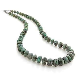 Faceted Emerald Bead Silver 21in Necklace   295ct