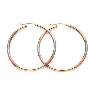 Michael Anthony Jewelry® 10K Satin and Polished Hoop Earrings