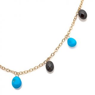 Sleeping Beauty Turquoise and Black Obsidian Vermeil 24 Necklace at