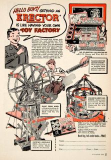 1951 Ad Erector Set Toy Gilbert Hall Science New Haven Connecticut