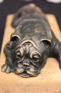 English Bulldog Hot Cast Bronze Figurine 7 Long Statue Sculpture