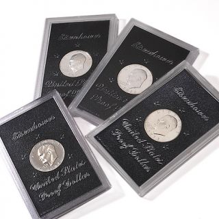 1971  1974 Eisenhower Silver Dollar 4 Coin Brown Pack Proof Set at