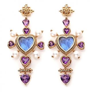 Tagliamonte Venetian Cameo Blue Cupid Heart Drop Earrings with Amet