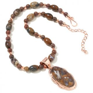 Jay King Pheasant Stone Copper Pendant and Beaded Necklace
