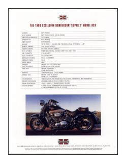 Excelsior Henderson® Motorcycle Factory Spec Sheet