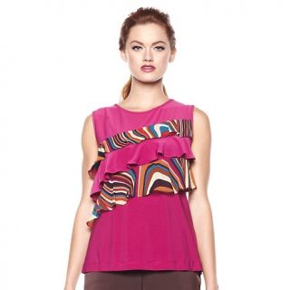 CSC® studio Paint Flow Tank Top with Layered Ruffles