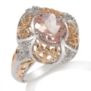  peach morganite and white topaz oval ring note customer pick rating 86