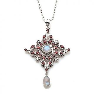 Nicky Butler 4.60ct Garnet and Moonstone Sterling Silver Pendant with