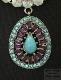 Erickson Beamon Turquoise Swarovski Jeweled Three Pendant Necklace New