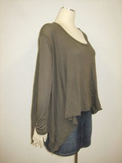 Enza Costa Olive Green Bias Sides Long Sleeves Top XS s M L Casual