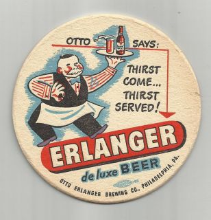 1940s Erlanger Deluxe Beer Coaster Philadelphia PA 4 003 Otto