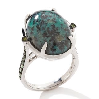 Heritage Gems Plume and Tsavorite Sterling Silver Ring at