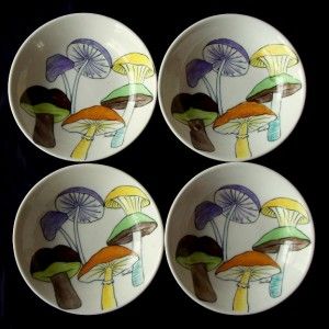 four ernestine salerno italy painted mushroom bowls