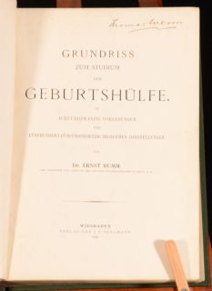  Grundriss Zum Studium Der Geburtshulfe Von Dr Ernst Bumm First Edition