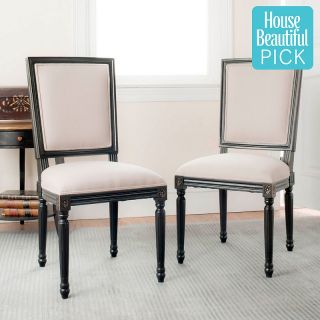 110 9875 safavieh ashton pair of rectangular side chairs beige with
