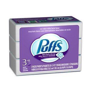 Puffs Ultra Soft Strong Facial Tissues to Go 3 Packs 3 PK