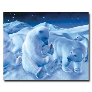 113 2276 coca cola polar bear sitting with cub and bottle canvas art