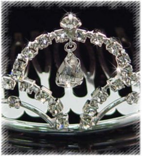 Small Silver with Crystal Crown Tiara Flowergirl Bride