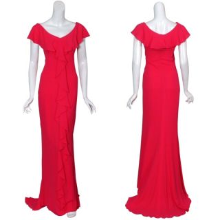 ESCADA Lovely Fuschia Silk Ruffle Evening Gown Dress $3390 New