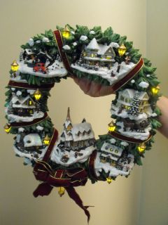 Thomas Kinkade Christmas Village Wreath with Authentication