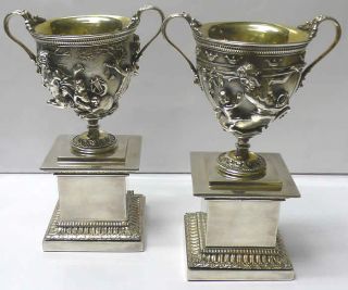  of Silver Plated Victorian Pedestal Vases 1889 Elkington Co