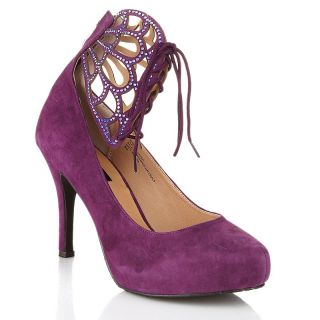 theme® Lace Up Jeweled Butterfly Cutout Suede Pump