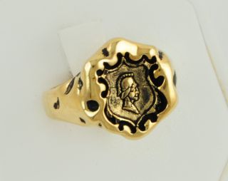Size 12 J Esposito Mens 14kt Yellow Gold EP Roman Soldier Ring
