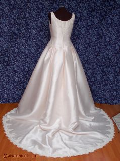 Gold, Dark Ivory Faille Satin Sleeveless Princess Wedding Dress 14