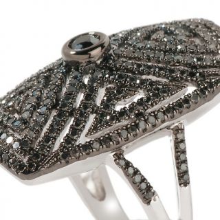 29ct Black Diamond Sterling Silver Art Deco Ring