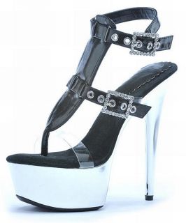 Ellie Shoes Sexy High Heel Pointed Stiletto Black Sandal Platform 609