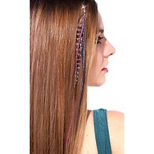 HairDiamond Feather Hair Extension with Bead   Pink, Turquoise, Blue