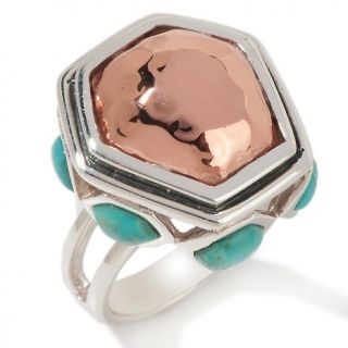131 792 studio barse abstract copper and kingman turquoise sterling
