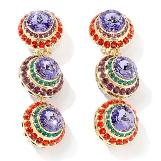 My Primary Jewel Multicolor Crystal Goldtone Clip On Drop Earrings