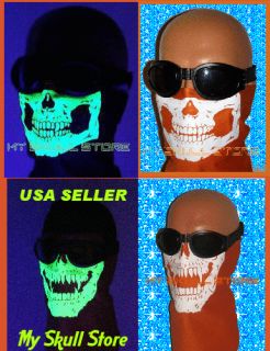 New Motorcycle Skull Face Mask Bandana Ghost Biker Harley Orange White