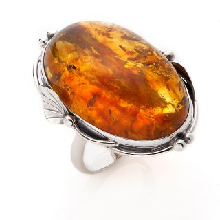 Age of Amber Handcrafted Yellow Honey Amber Bold Statement Leaf Design