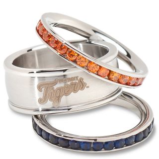128 279 mlb ladies crystal stacked rings by logo art detroit tigers