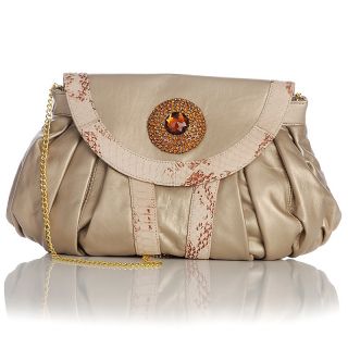  genuine lambskin clutch with brooch snakeskin trim rating 2 $ 134 90