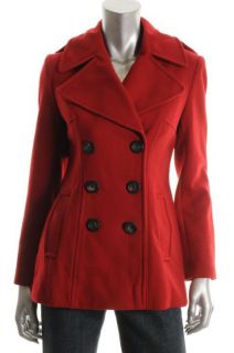 Famous Catalog New Red Double Breasted Wool Pea Coat Jacket L BHFO