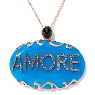 Jewelry Pendants Gemstone Carlo Viani Blue Chalcedony and