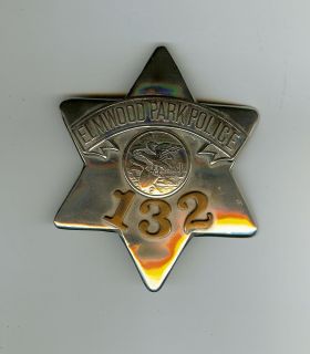 Vintage 1920 30s Elmwood Park Illinois Police Pie Plate Badge